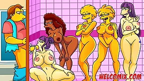 Women's Locker Room! Spying on hot girls taking a shower! The Simptoons, Simpsons