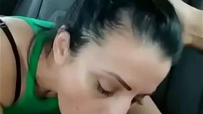 Stepmom gives him a blowjob in the car